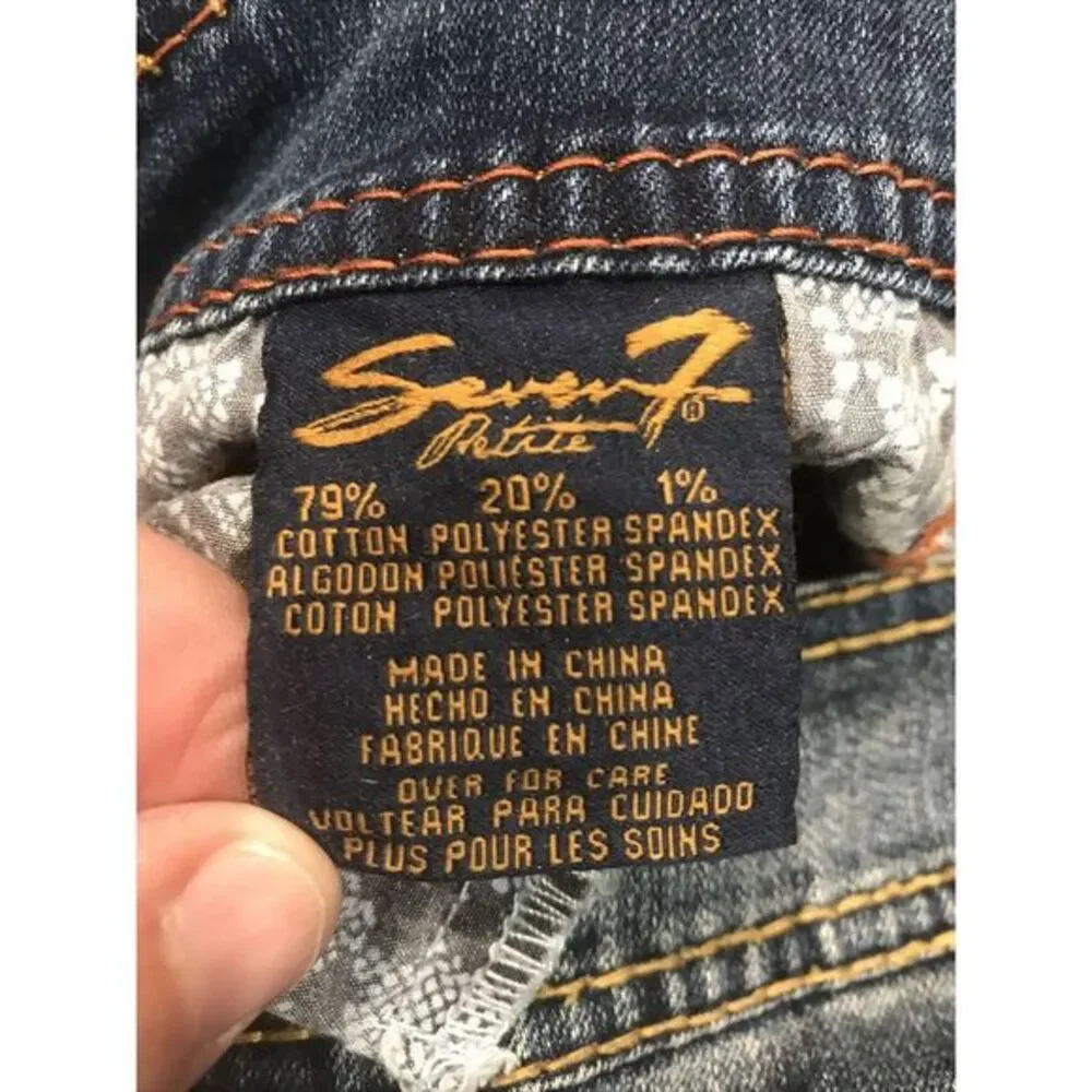 Seven 7 Womens Bootcut Jeans Blue Medium Wash Low Rise Embroidered Sz 6P 30 x 30 - Picture 9 of 11